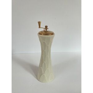Lenox Vintage Ivory Porcelain‎ Pepper Mill Gold Tone Hand Crank Made in USA